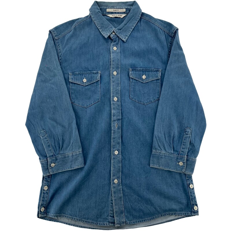 Джинсовая рубашка vintage古着美式复古阿美咔叽水洗做旧长袖日系牛仔衬衫男女n2