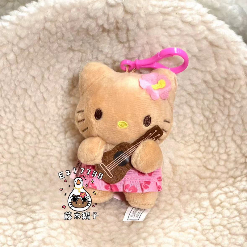 [Domestic Stock] Black Kitty New Ukulele Floral Dress Keychain Pendant Hello Kitty