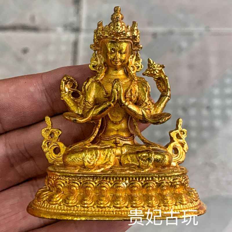 k清代・銅器 收藏 【銅 金佛像【東海龍王】一尊 居家佛堂禮堂