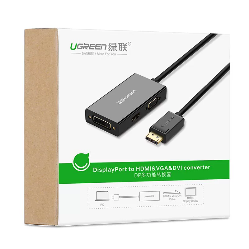 Кабель/адаптер UGREEN Green Union 20420 Displayport to HDMI/DVI/VGA Trinity DP110
