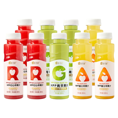 【蜜蜂惊喜社】 唯可鲜HPP红绿灯苹果汁饮料100%鲜榨 280ml*9瓶装