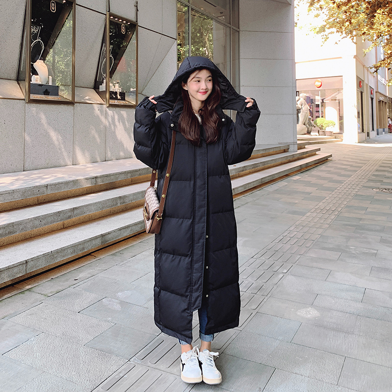 Cotton clothes men and women overlong cash over knee thickened winter 2023 New lovers loose in the cotton padded jacket-Taobao