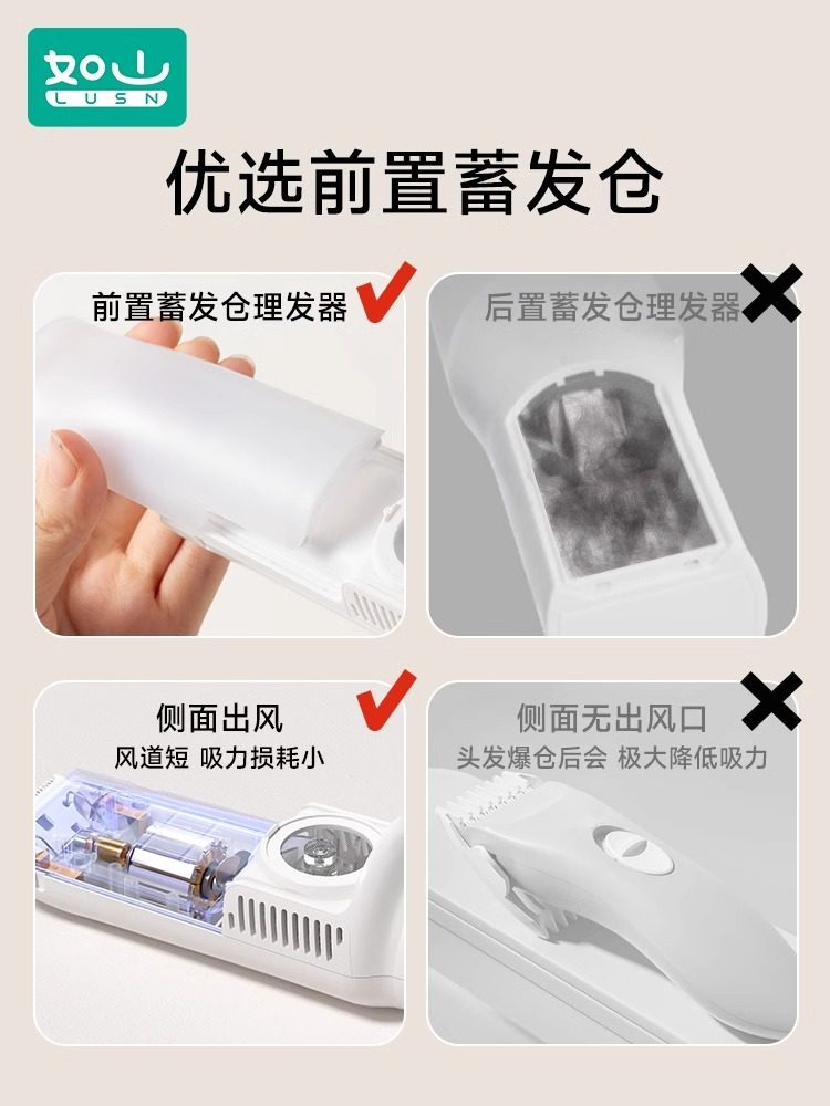 Rushan Baby Hair Clipper for Newborns, Hair Cutting and Trimming Electric Clipper, Silent Hair Suction, Special White Beads for Hair Cutting