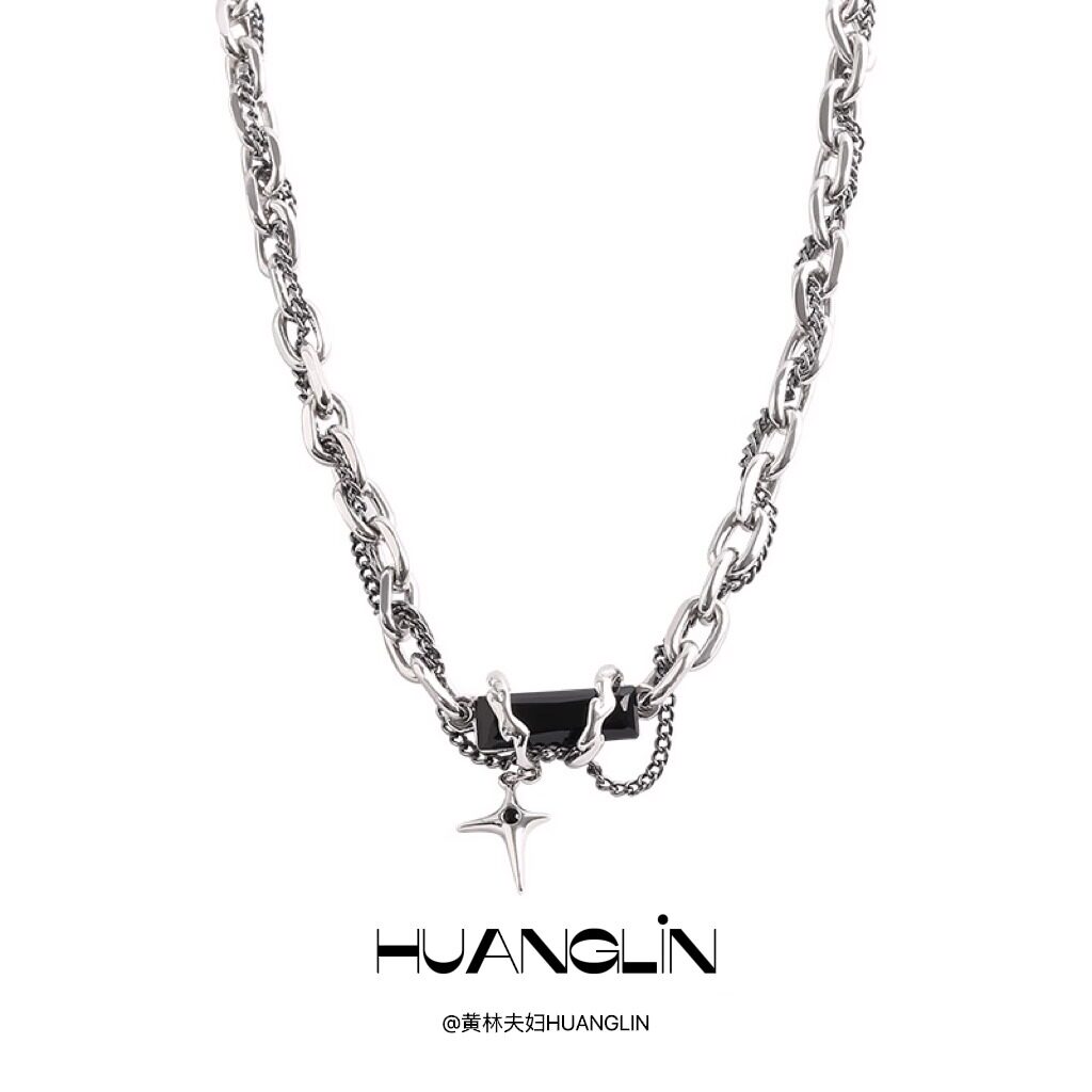 HUANGLIN ADVANCED STAR MANGER NECKLACE MALE DESIGN SENSATION SMALL CROWD-CARD LOCK BONE CHAIN WOMEN INS HIP HOP ACCESSORIES MEN-Taobao
