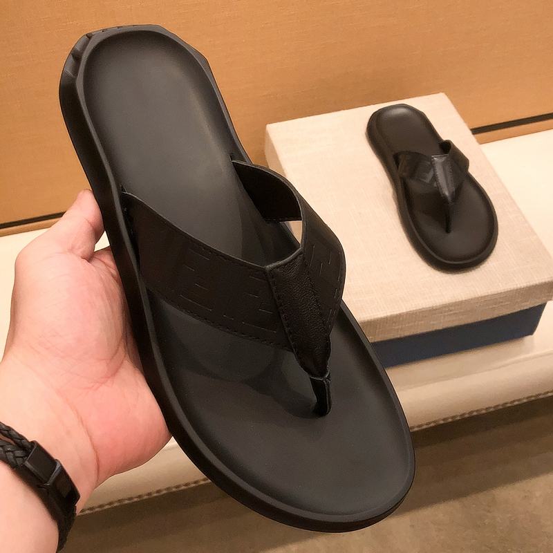 Trendy Brand Genuine Leather Embossed Flip-Flops for Men 2026 New Summer Outdoor Non-Slip Soft-Soled Men's Slippers Internet Celebrity Hot Item Trendy Brand Genuine Leather Embossed Flip-Flops for Men 2026 New Summer Outdoor Non-Slip Soft-Soled Men's Slippers Internet Celebrity Hot Item
