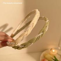 Pearl mesh braided twist headband for going out versatile pressure hair bundling headband face wash non-slip hairpin hairpin hair accessories for women summer