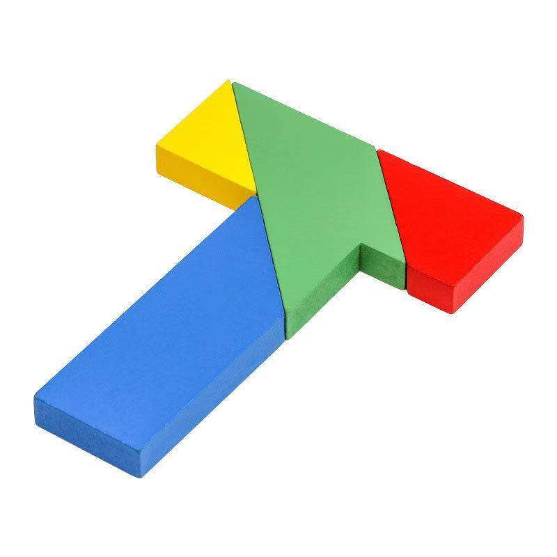 Beech Wood Long Strip T-Shaped Puzzle Four-Piece Jigsaw Educational Toy Teaching Aids for Adults, Primary School Students, and Children's Intellectual Puzzle Board