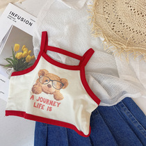 Summer Baby girls tank Top Suspender Top Korean Cartoon Bear