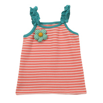 2023 Girls Summer Tank ops Cotton Kids Vest Floral Stripe Su