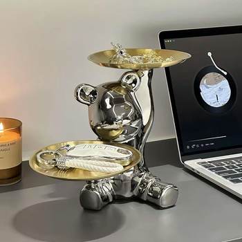 Ins feng xiaoxiong ceramic desktop decoration ornament pallet storage ornament entrance key storage light luxury high-end