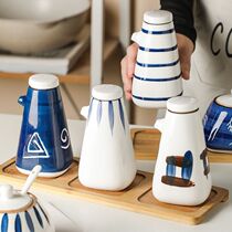 Japanese style kitchen supplies sauce vinegar bottle reserve bottle hand-painted ceramic seasoning bottle creative oil pot vinegar pot seasoning pot