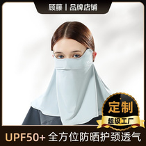 Summer ice silk sunscreen mask outdoor sunshade anti-UV neck protector breathable eye protection three-dimensional sunscreen mask for women