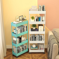 Bookshelf floor-standing storage rack simple bedside movable cart desk side desk storage narrow small gap shelf