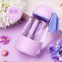 Korean large-capacity cute glass portable fashionable couple Korean version cartoon student male and female water cup cute water bottle