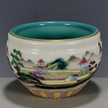 Antique porcelain made in the Yongzheng period of the Qing Dynasty painted enamel landscape pattern brush wash full product old goods collection antiques miscellaneous old porcelain