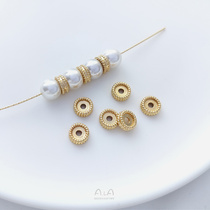 Color-preserving 14K gold-plated double-layer wheat ear lace wheel beads flat bead spacer diy handmade bracelet necklace jewelry accessories