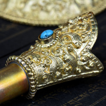 Tibetan Buddhist utensils exquisite red copper gilt Baba pot water purification pot for worship in the Buddhist hall about 18cm high