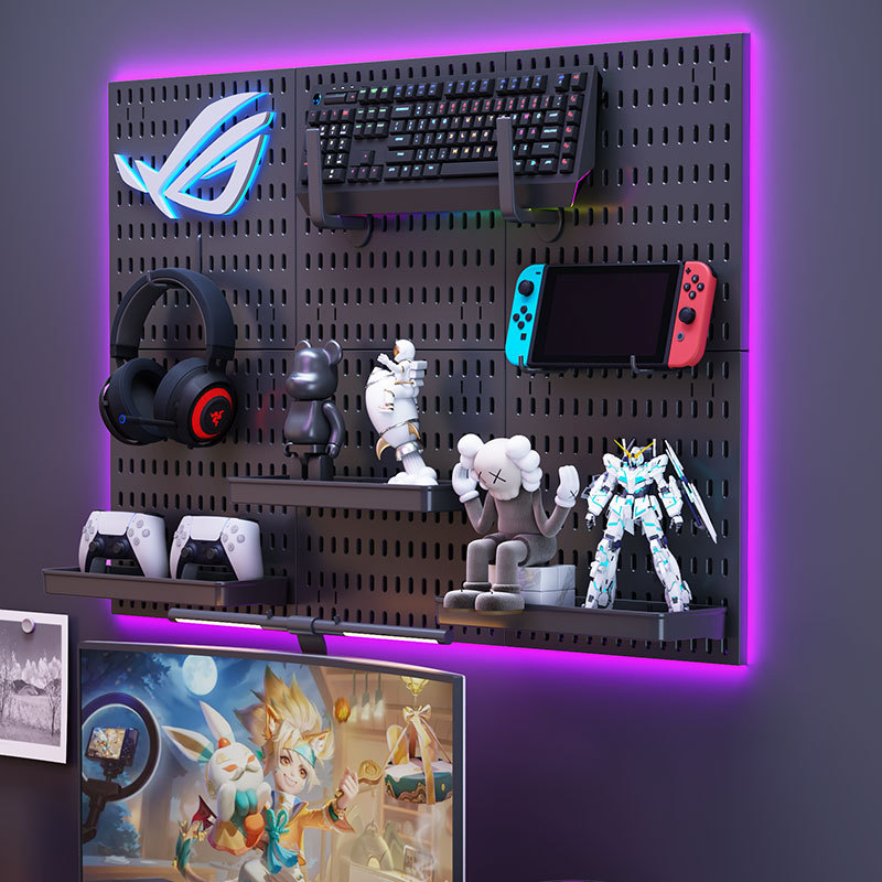 Perforated board display rack eSports wall decoration storage rack partition study room computer table with perforated board storage rack