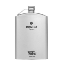 Pure titanium wine flask metal quality funnel wine glass set wine container gift box titanium square wine flask half catty