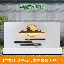 Simple modern courtyard cascading water waterfall stone water curtain wall flowing water screen fish pond office balcony landscaping water feature