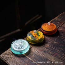 Glazed incense burner three-legged colored glaze home indoor creative incense burner incense ornaments antique Buddhist incense ornaments aromatherapy burner