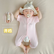New open style summer thin baby clothes modal cool boneless baby jumpsuit infant short sleeves
