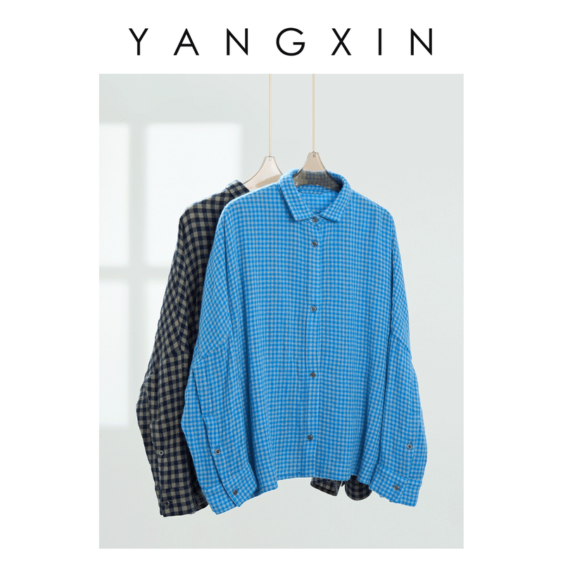 Ageless【Leisure】Simple, Relaxed, Casual, Loose Plaid Shirt Jacket Ss01075