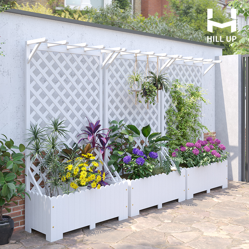 Anticorrosion Wood Flower Stand, Flower Box, Fence, Flower Pot, Climbing Trellis, Outdoor Fence, Outdoor Garden Decoration, Flower Trough Partition