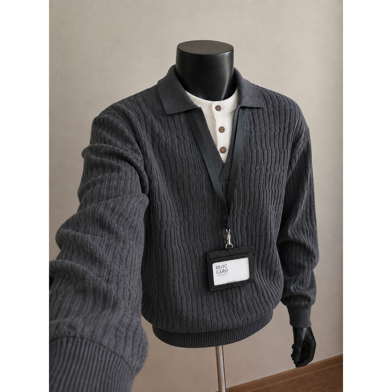 Old Money Style Retro Fake Two-Piece Loose Sweater for Men, Casual Trendy American-Style Knitwear, Men's Autumn and Winter Niche Top