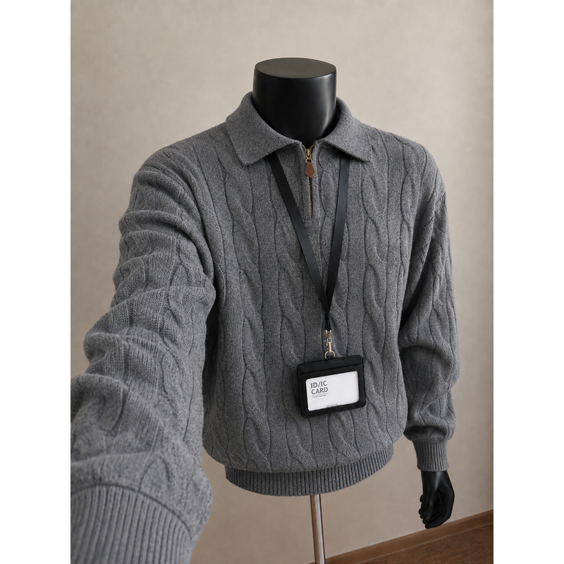 Old Money Style Twist Knit Half-Zip Sweater for Men and Women, Autumn and Winter Sweater, Lazy Style Pullover, Relaxed High-Fashion Top