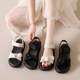 踩屎感罗马凉鞋女夏外穿2025新款黑色软底不累脚孕妇沙滩凉拖34码