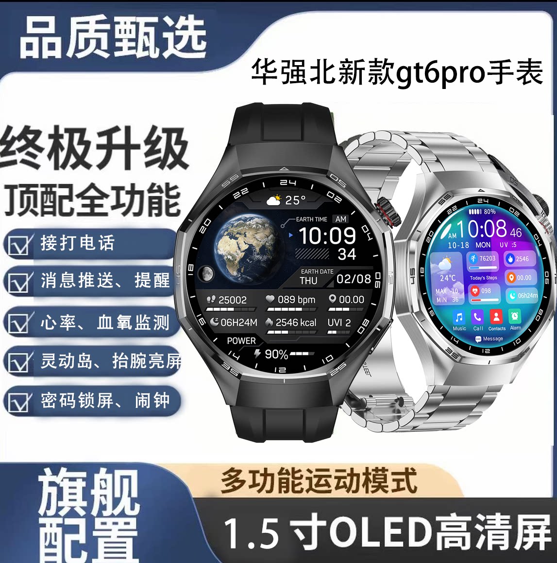 Новые умные часы Huaqiangbei gt6pro для мужчин, спортивные, с функцией вызова по Bluetooth, с длительным временем автономной работы, для мониторинга состояния здоровья