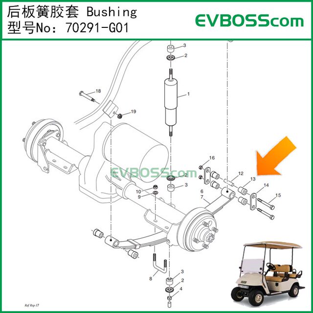 70291-g01 Rear Leaf Spring Rubber Bushing/Ezgo Golf Cart Bushing Yigao Masier Accessories
