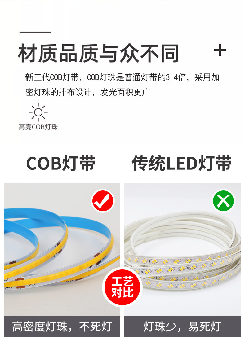 COB Işık Şeridi Kendinden Yapışkanlı 12V/24V Düşük Voltaj Esnek Yumuşak Şerit Ev Dekorasyonu Tavan Dolabı LED Gömülü Doğrusal Aydınlatma