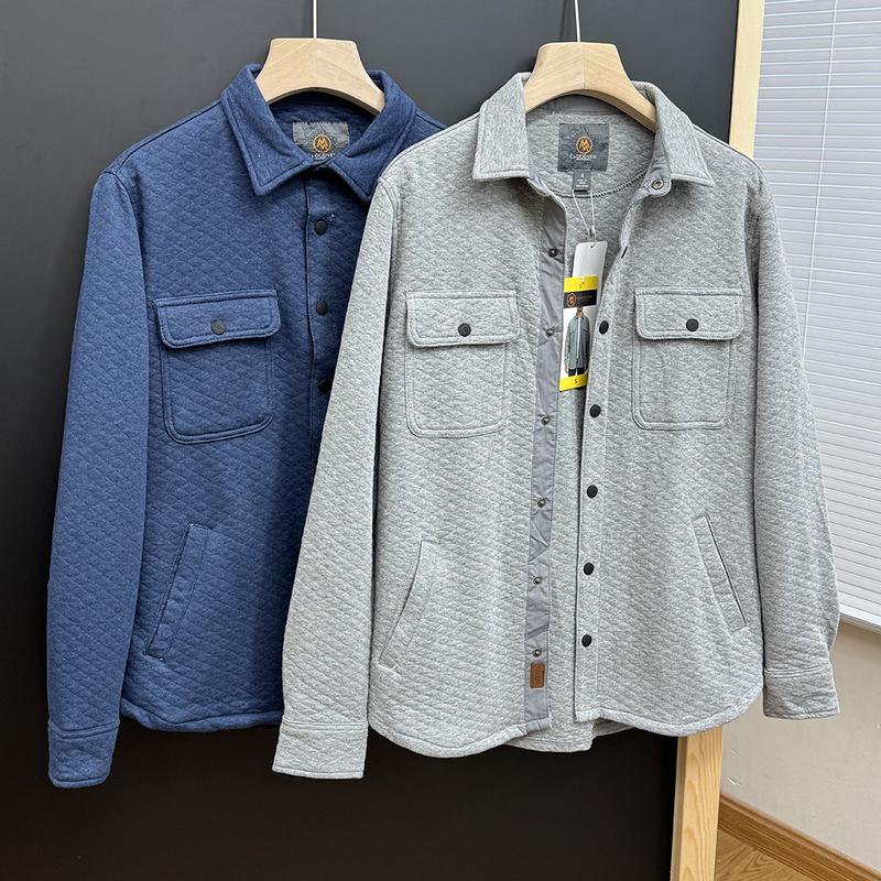 Quilted Knitted Brushed Autumn and Winter Men's Casual Workwear Style Shirt Jacket Flannel Coat 13092 Quilted Knitted Brushed Autumn and Winter Men's Casual Workwear Style Shirt Jacket Flannel Coat 13092