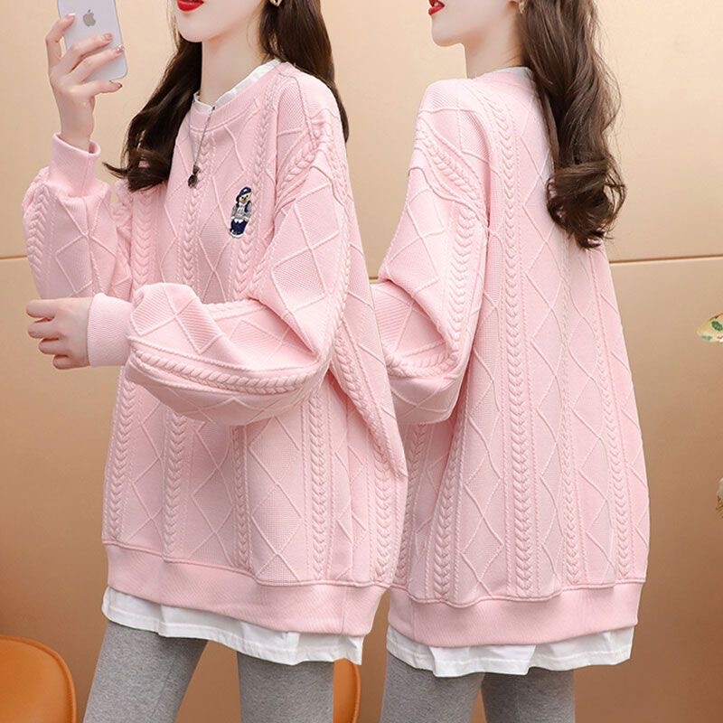 Trendy Maternity Outfit Set for Spring, Autumn, and Winter, Two-Piece Sweatshirt for Petite Women, Fleece-Lined, Belly-Covering, Stylish, Age-Reducing Top for Fashionable Moms Trendy Maternity Outfit Set for Spring, Autumn, and Winter, Two-Piece Sweatshirt for Petite Women, Fleece-Lined, Belly-Covering, Stylish, Age-Reducing Top for Fashionable Moms
