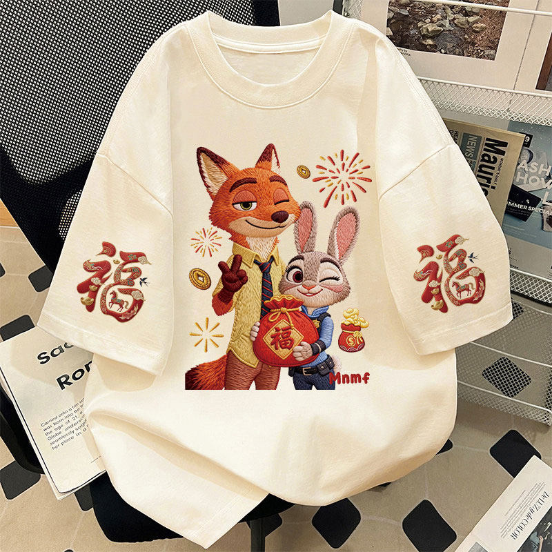 Летняя хлопковая футболка с короткими рукавами и имитацией вышивки Nick Judy для мальчиков и девочек в новом стиле, универсальная футболка ins для больших детей в западном стиле