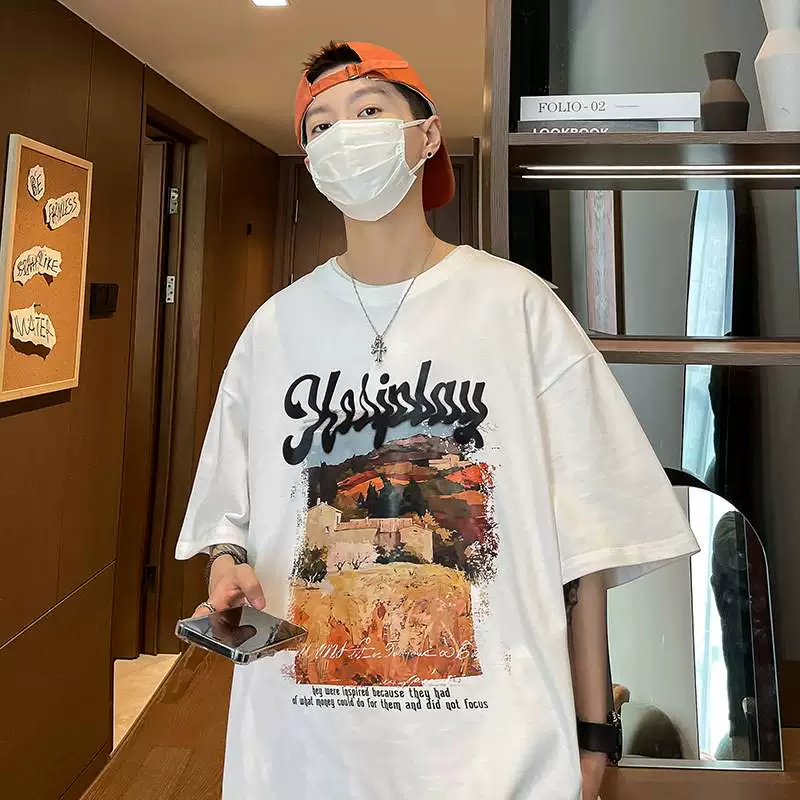 [外贸款China-Chic American style t-shirt high street men's su]
