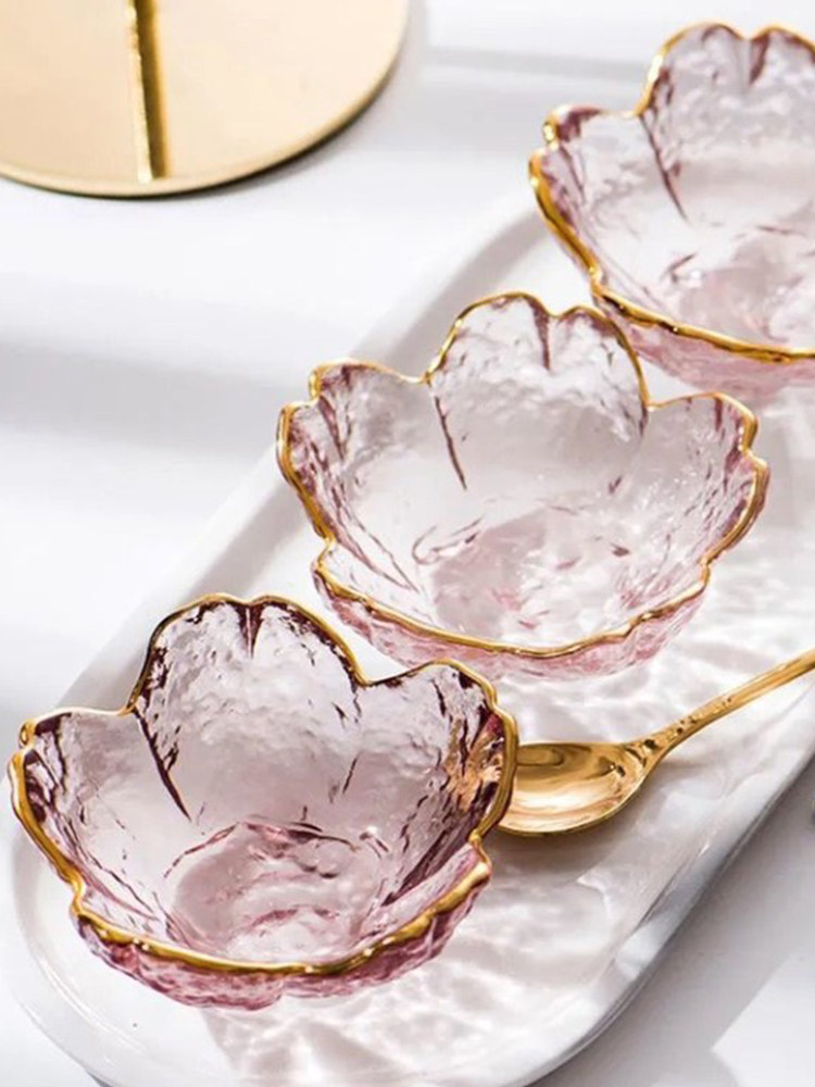Европейская столовая вилка small glass dish nordic style gold inlay glass sauce bowl mi