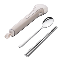 Chopsticks and spoon set 316 stainless steel portable tableware storage box for one person for students and children 2912