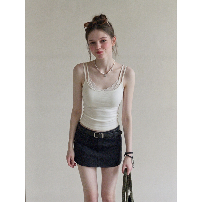 Lunamie White Tank Top for Women 2026 New Style with Chest Pads, Unique and Beautiful Sleeveless Layered Top for Outerwear
