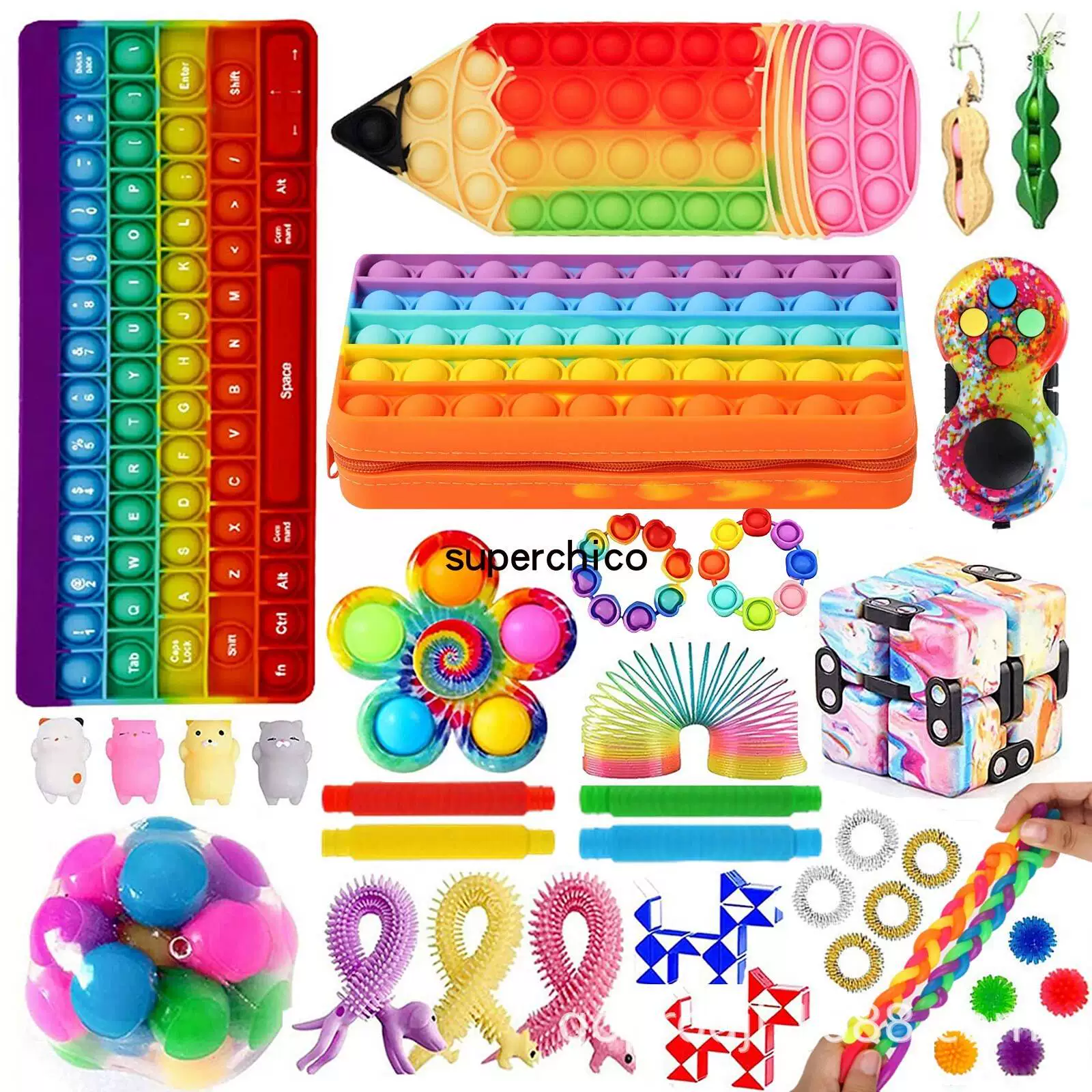 [Набор игрушек-кукол Fidget poppet poke bue Toys suit bue pop it]