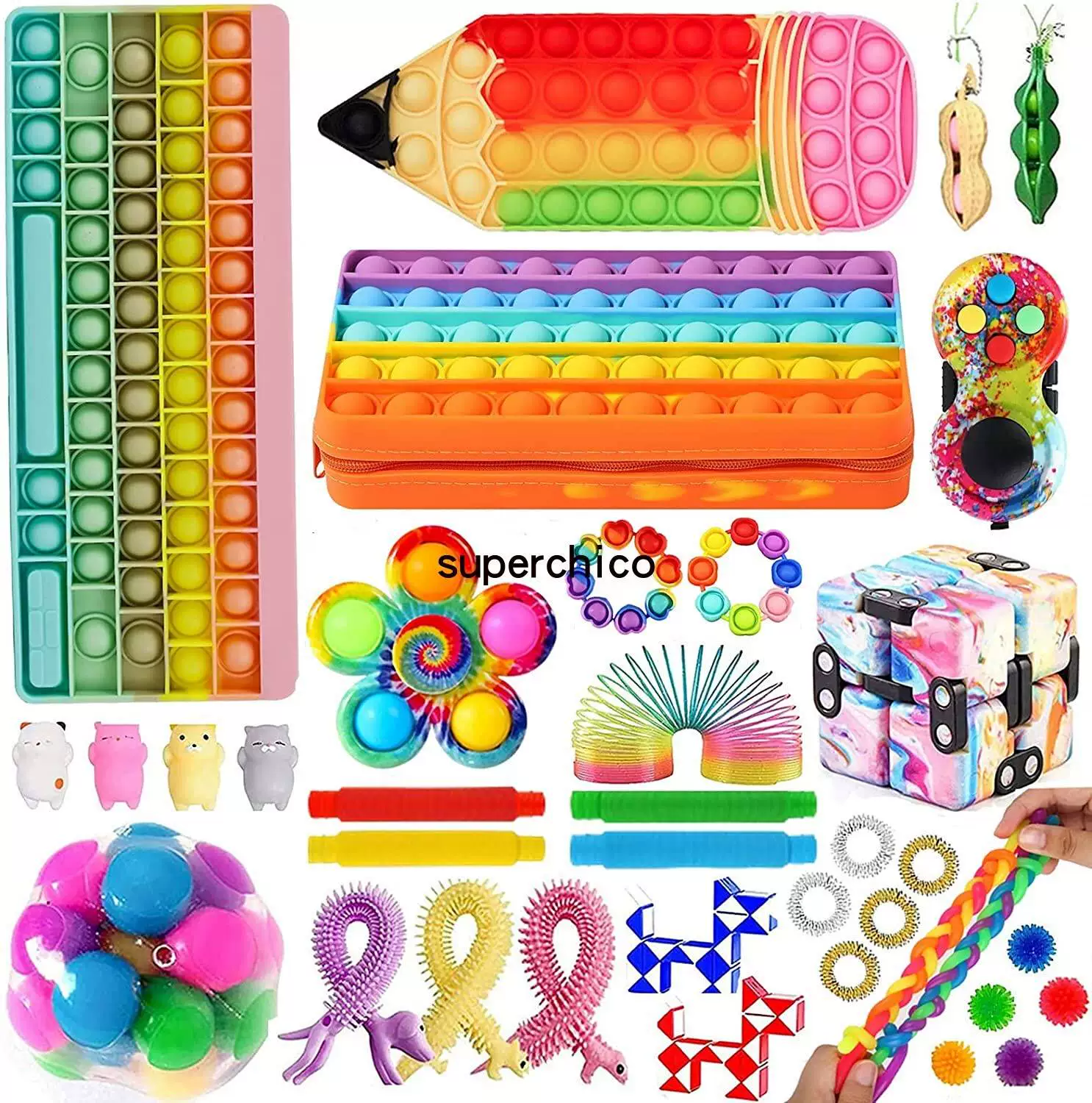 [Набор игрушек-кукол Fidget poppet poke bue Toys suit bue pop it]