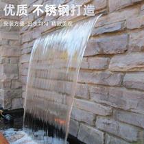 Black brushed black titanium stainless steel waterfall landscape outlet overlapping water garden courtyard water curtain wall outdoor fish pond