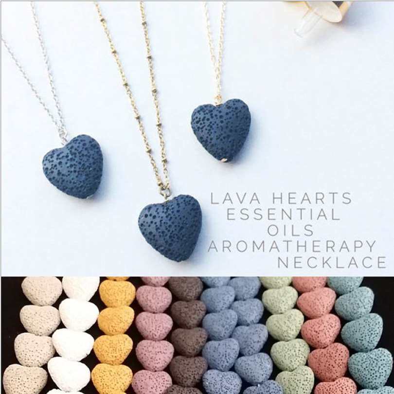 blue heart volcanic stone necklace – unique fashion pendant jewelry