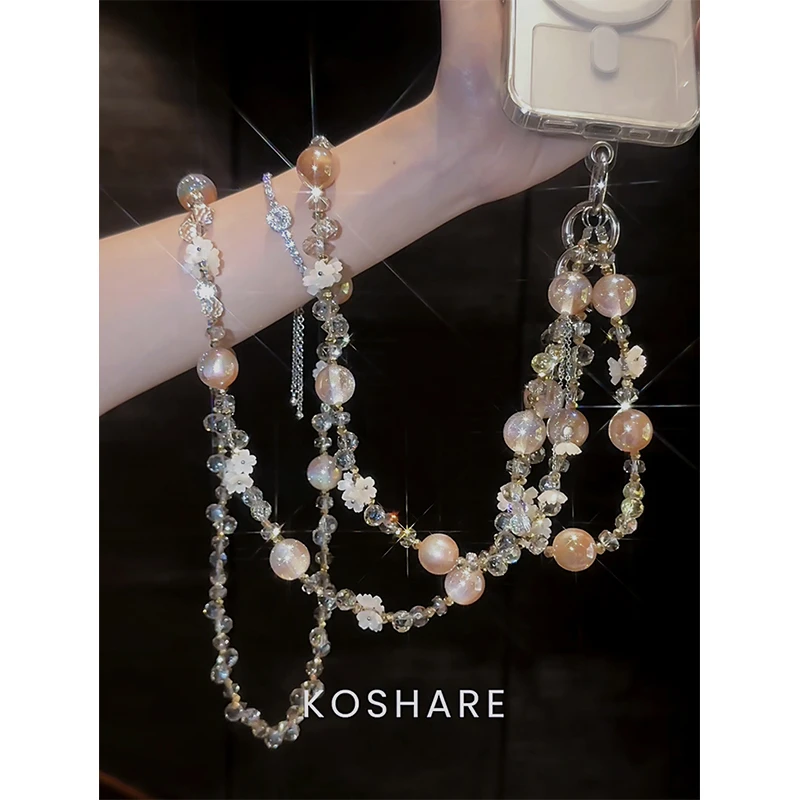 [Starry Galaxy]Light Luxury Niche Exquisite High-End Crossbody Wrist Phone Chain Lanyard with Sparkling Diamond Decoration, Fashionable and Trendy Anti-Drop Bracelet Wristband Neck Chain Long Chain Women's Gift