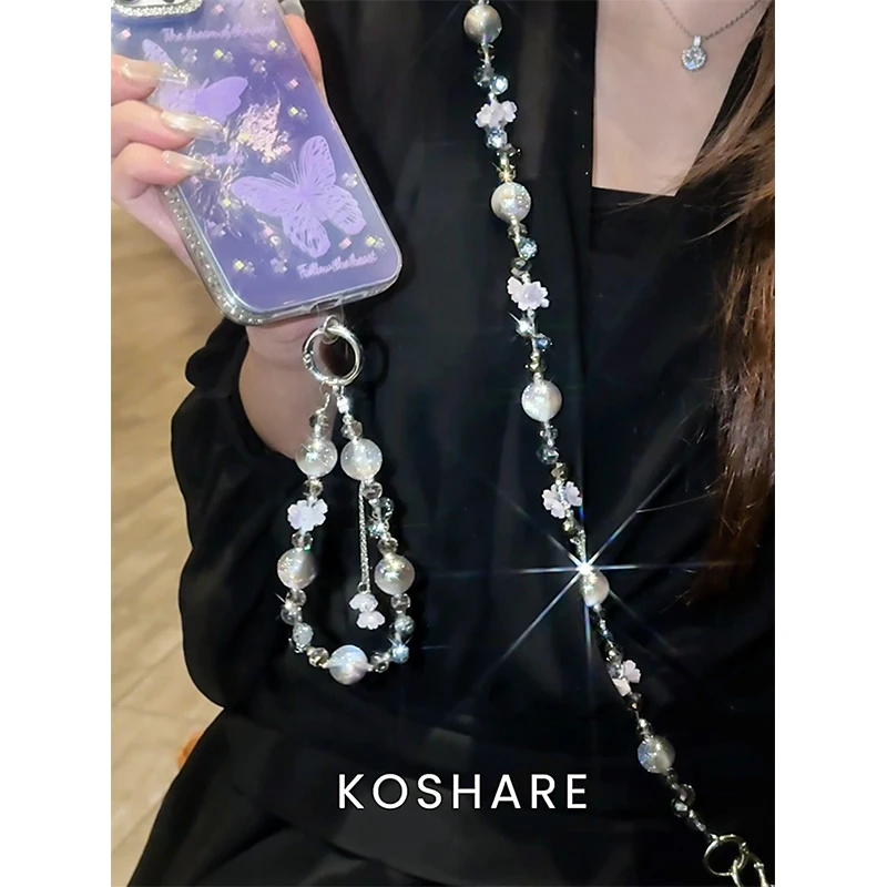 [Starry Galaxy]Light Luxury Niche Exquisite High-End Crossbody Wrist Phone Chain Lanyard with Sparkling Diamond Decoration, Fashionable and Trendy Anti-Drop Bracelet Wristband Neck Chain Long Chain Women's Gift