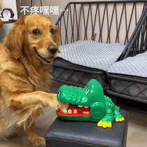 Dog toys golden retriever educational toy with bone clip manual big crocodile biting finger remote control trick toy