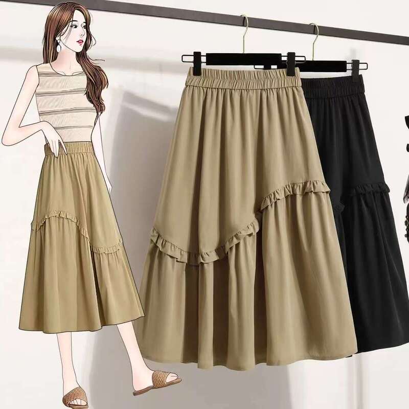 Foreign Trade Cross-Border Amazon Source Manufacturer Plus Size 150kg Fashionable Summer Skirt for Plus-Size Women, Slimming A-Line Skirt