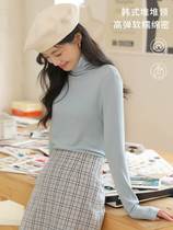 Wool bottoming sweater for women in autumn and winter plus velvet inside half turtleneck woolen sweater long-sleeved top turtleneck knitted sweater outside